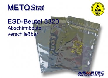 ESD-Abschirmbeutel 3320, mit Druckverschluss, 254 x 356 mm, 100 St je Packung