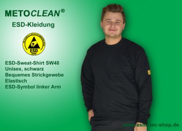 Metoclean ESD-Sweatshirt SW48RL-SW-M, Langarm, schwarz, Größe M